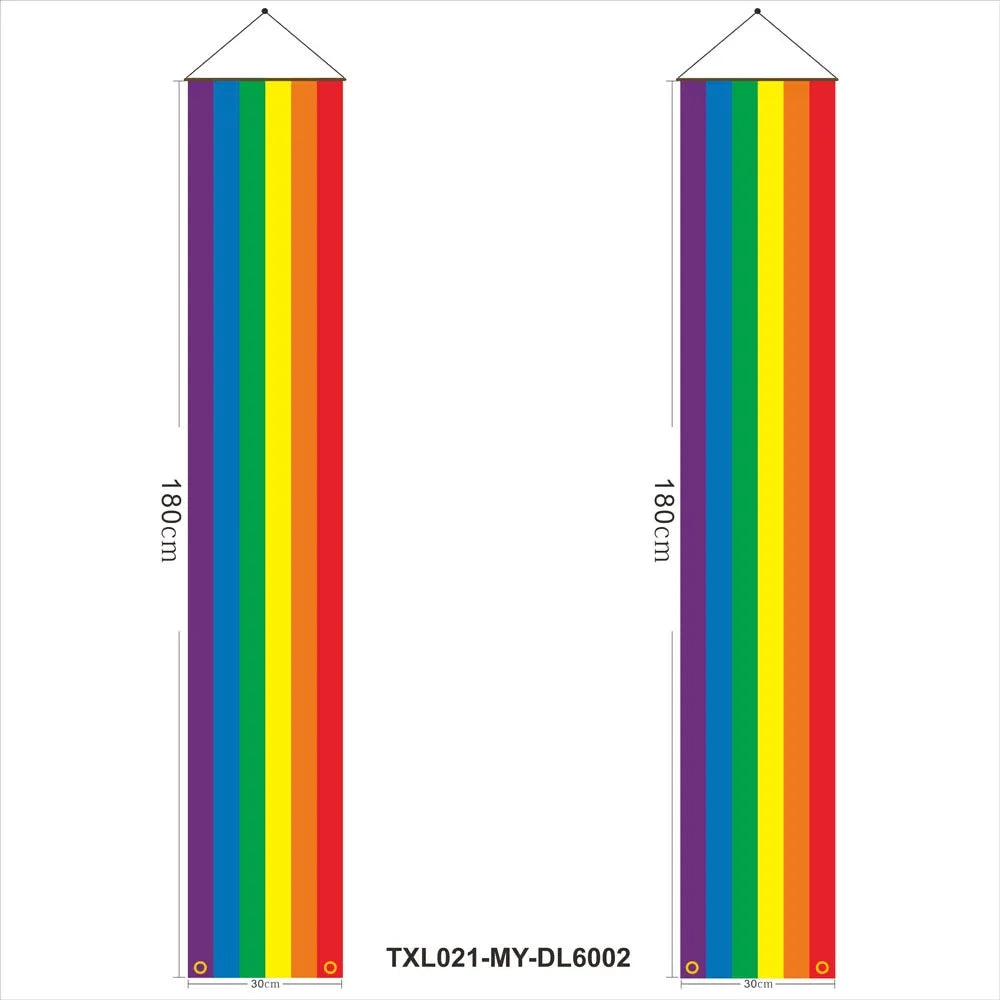 180cm Rainbow Flag Couplets LGBTQ Gay Pride Porch Hangings Outdoor Decorations Flags Lesbian Wedding Decor Banner