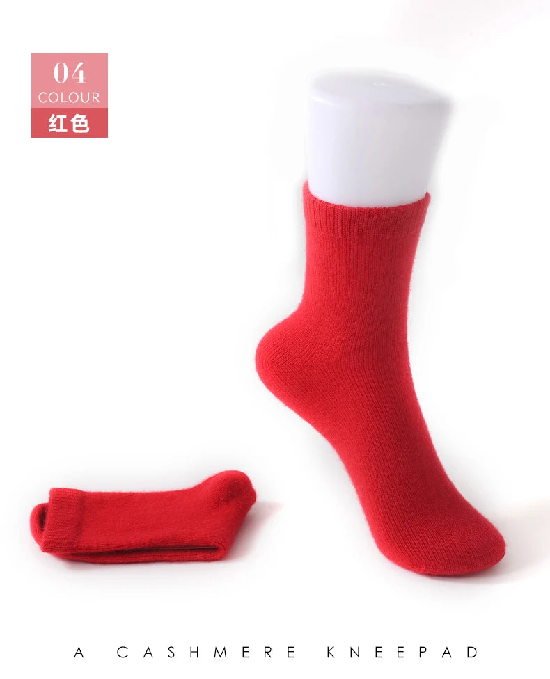 100% Cashmere Socks Women's Knitted Long Tube Socks High Elasticity Warm Straight Tube Socks Autumn Winter Mid Tube Sock