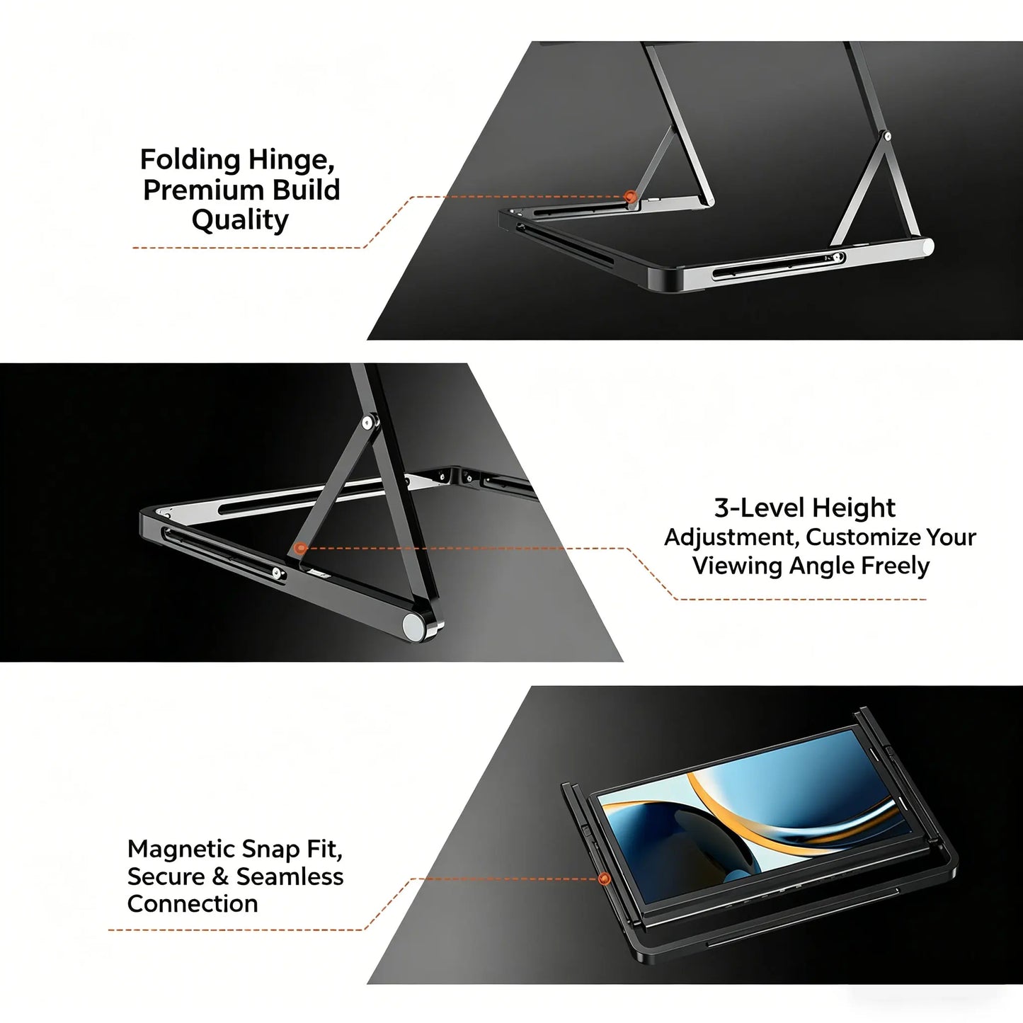 Sibolan 15.6 inch Three Screen Portable Monitor 60Hz 1080P 100% sRGB Metal Body HDMI USB-C Plug External Display For Win mac OS