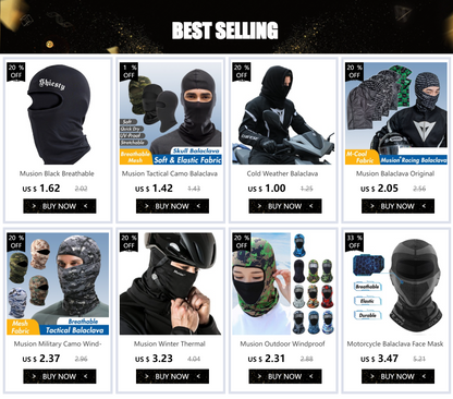 Musion - Fashion Print Balaclava Original Face Mask Bandana Headband Scarf Outdoor Sports Riding