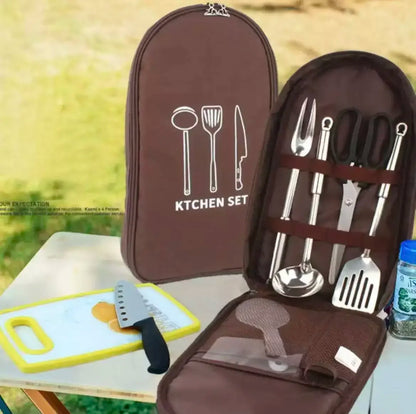 Outdoor Camping BBQ Cooking Gear Backpack Set - All-in-One Portable Kitchen with Great Looks And Practical Design