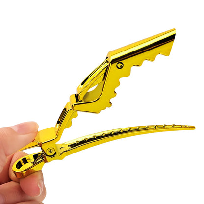 6pcs Crocodile Clip Plating Professional Hairdressing Perm Positioning Non-slip Clip Durable Portable Barber Shop Styling Tools