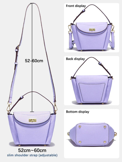 Zency Luxury Genuine Leather Tote Bag For Women Elegant High End Bag Shoulder Crossbody Handbag Top Handle Bags Noble Purple Bag