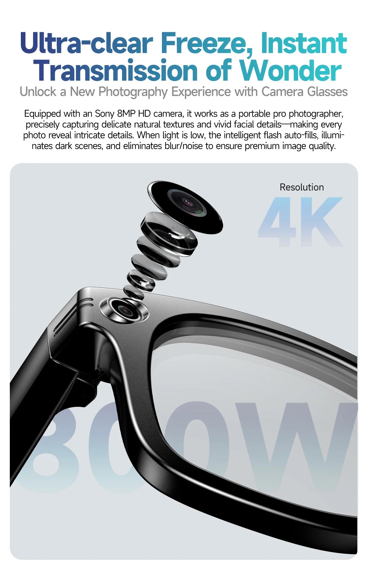 4GB Smart AI Glasses 800W pixel AI Shooting Camera HD Photo Video Voice Call Translation IP67 Waterproof Bluetooth Glasses 2025