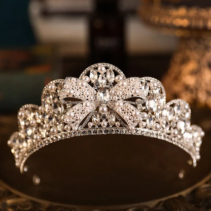 KMVEXO Baroque Luxury Crystal Bridal Tiaras Cubic Zircon Crown Rhinestone Pageant Diadem Headpieces Wedding Hair Accessories