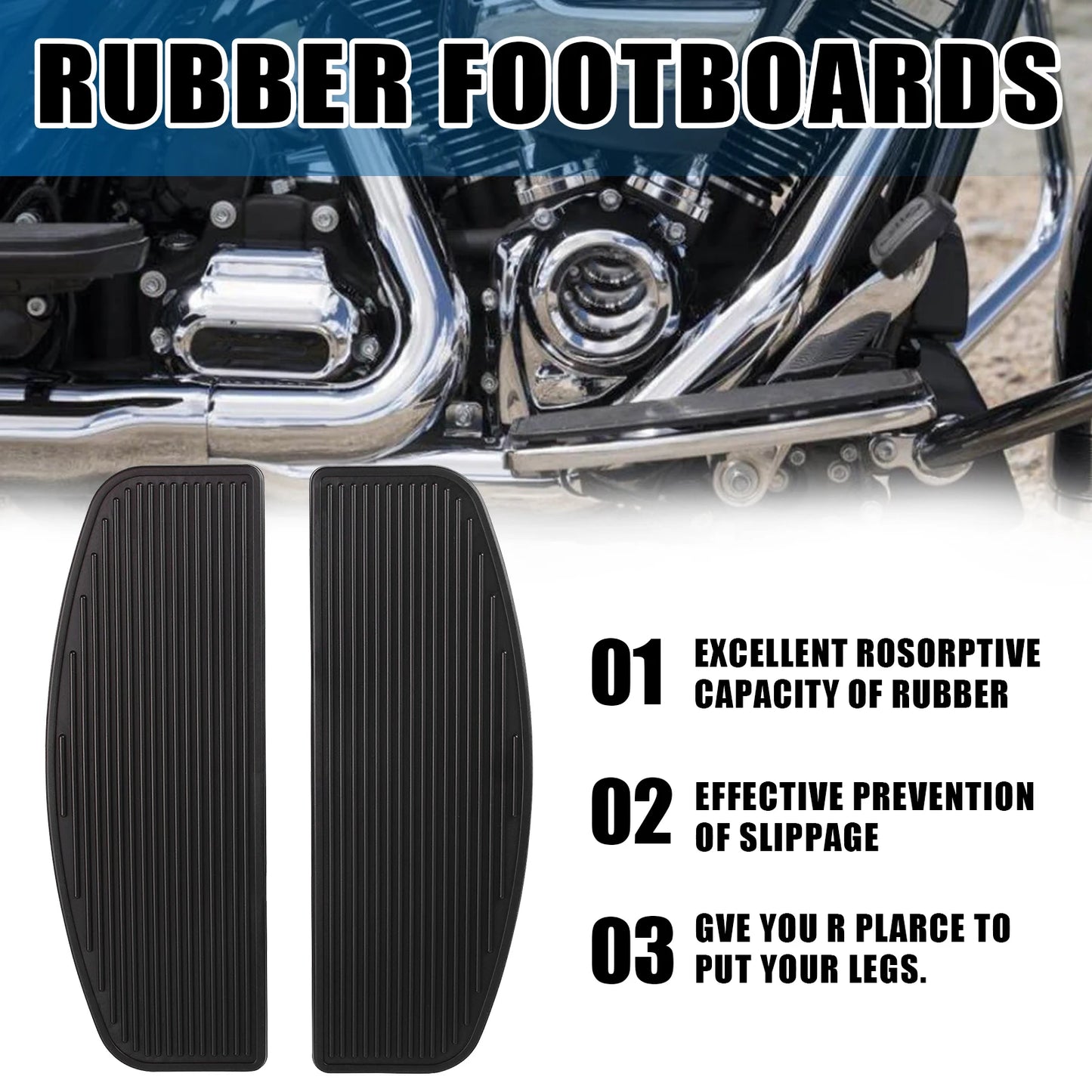 Motorcycle Rubber Rider Insert Floorboard Footboard Kit For Harley Touring Electra Street Road Glide Ultra Classic CVO 1986-2019