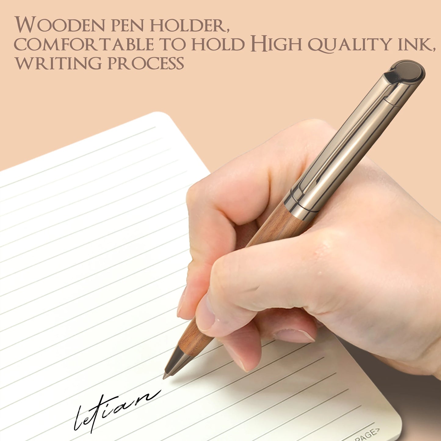 1 Set Premium Metal Ballpoint Pen with Wood Barrel for Smooth Writing Experience and High-End Design-Black Ink-Office-With Case