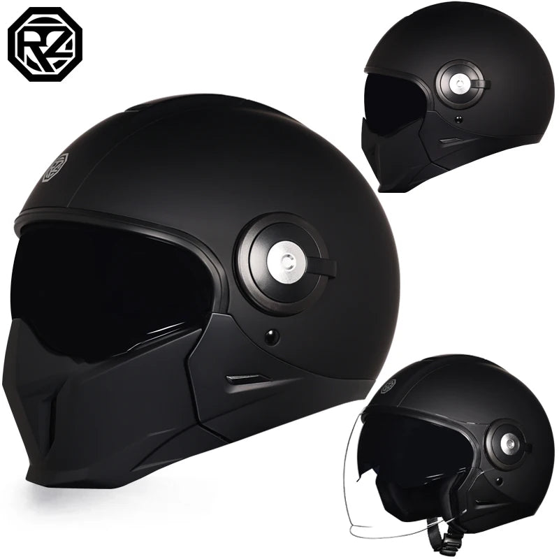 Motorcycle helmet men's and women's retro street bully combination full helmet all season detachable half helmet