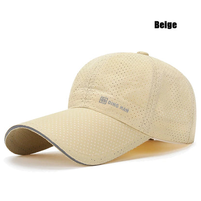 Extended Brim Summer Breathable Perforated Quick-Drying Adjustable Baseball Cap Sun Hat Trucker Caps Dad Hats