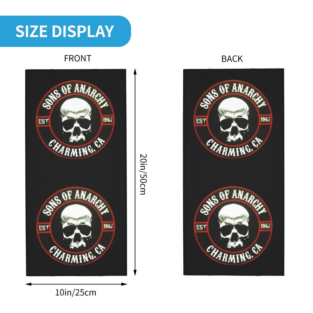 Custom 1 Percenter Essential Sons Bandana Neck Gaiter for Ski Camping Men Women Wrap Scarf TV Show Anarchy Headband Warmer