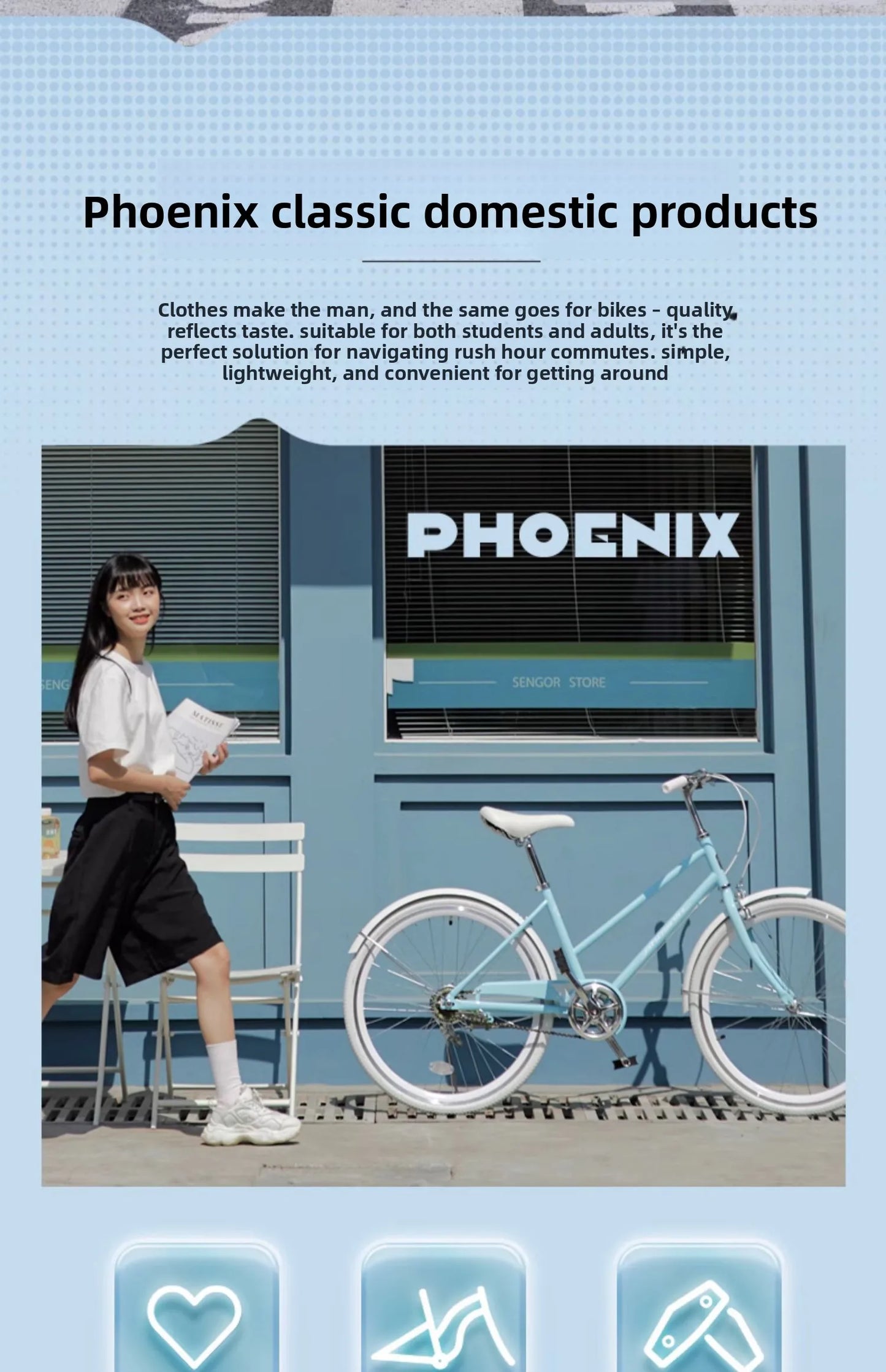Women's Sweet & Fresh-Style Commuter Bike (For Junior & Senior High School Students · Unisex Adults · Commuter Racing Model)