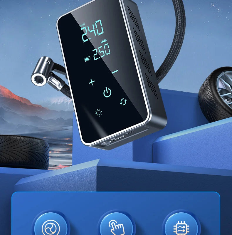 Wireless Air Pump 150psi Touch Screen/Key Portable Electric Tire Inflator For Car Bicycle Motorcycle Mini Air Compressor Injecto