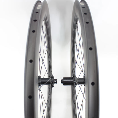 New 700C 65mm wave Road Bike UD Full Carbon Fibre Bicycle Thru Axle Center lock Disc brake Wheelset clincher tubeless rims 25mm