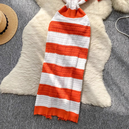 YuooMuoo Chic Fashion Sexy Package Hips Knitted Long Dress 2025 Spring and Summer Elegant Slim Waist Office Lady Sweater Dress