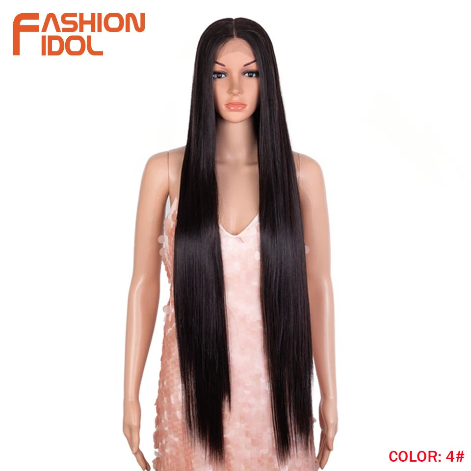 38 inch Straight Long Hair Synthetic Lace Front Wigs For Women High Temperature Hair Ombre 613 Red Cosplay Wigs Synthetic Hair