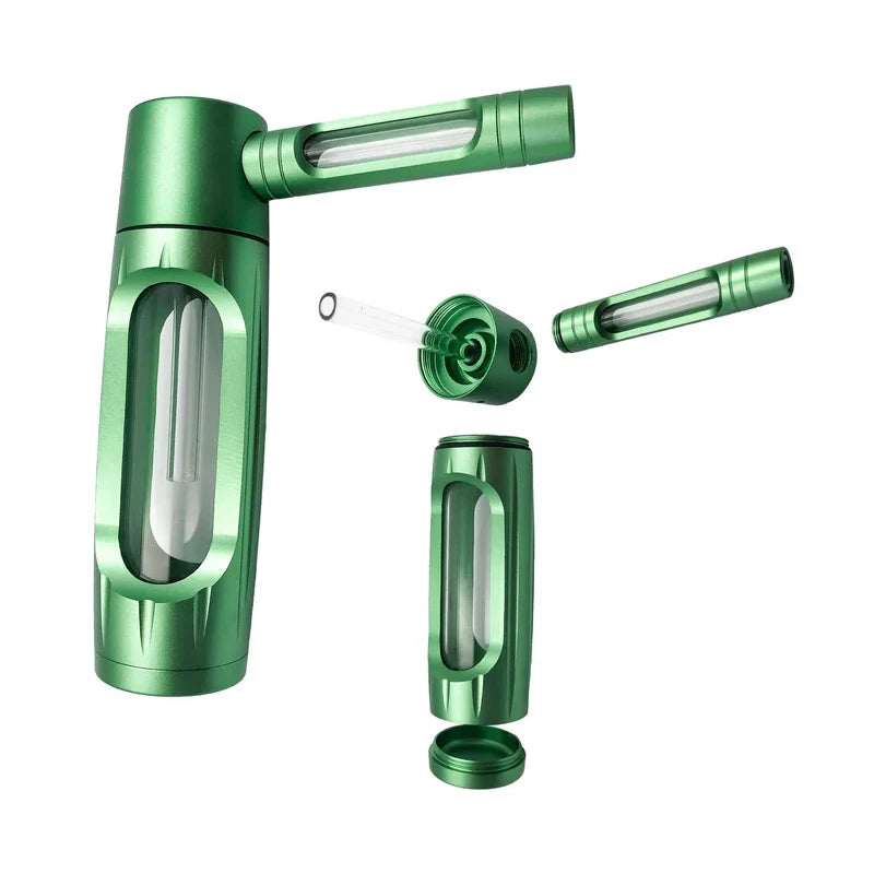 6″ Metal Aluminum Glass Bubbler Water Pipe Mini Smoking Bottle Portable Hookah Shisha Tube Filter (Ship within 24 hours)