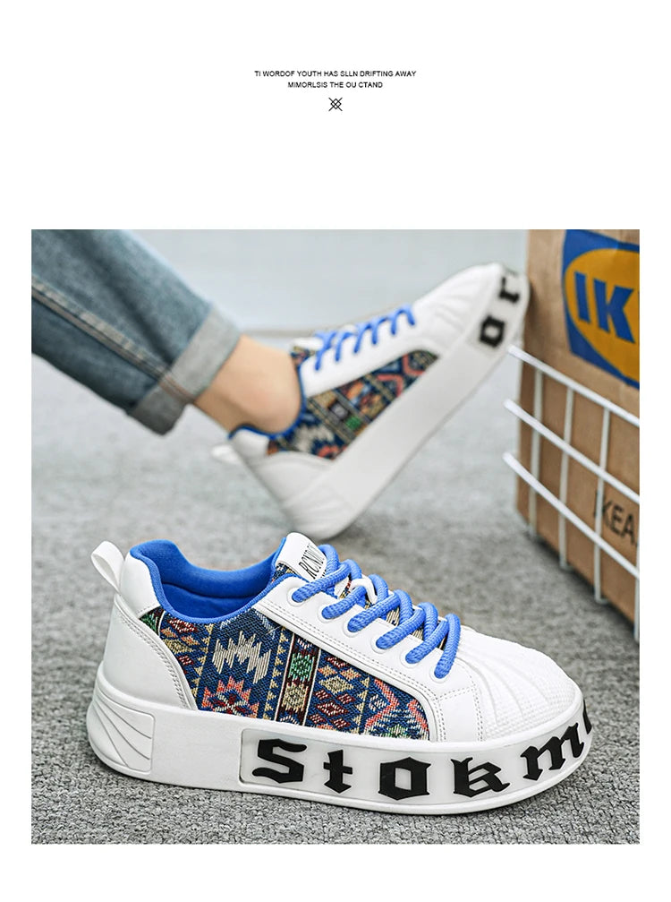 Men's White Sneakers 2025 New Arrival Fashionable Casual Shoes Durable Anti-slip Thick-soled Elevator Comfortable Breathable Eas