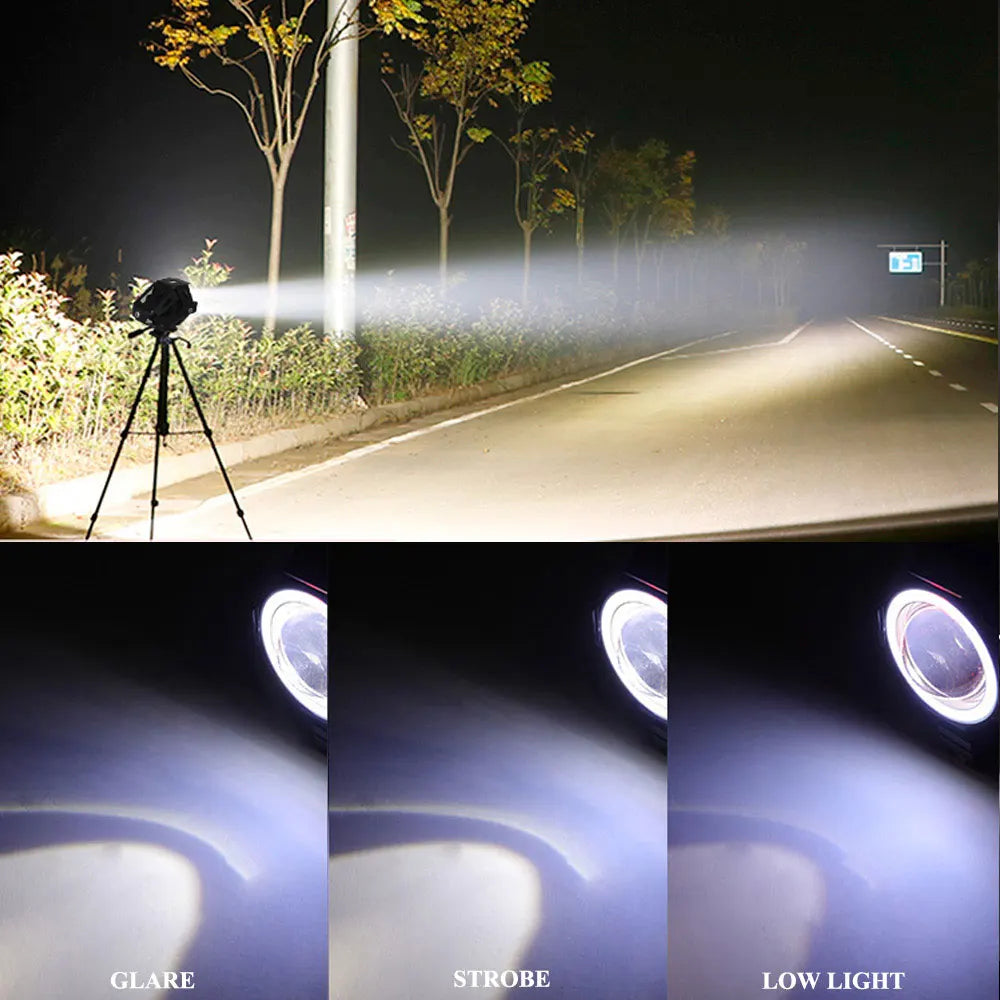 2×LED Angel Eye Mini Motorcycle Headlight Auxiliar Driving Lamp led flashlight Motorbike Front Spotlight ATV Scooter Accessories