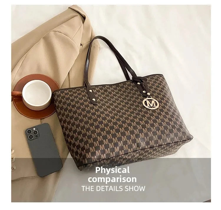 Vintage Ladies Tote Bag Large Capacity Fashion Elegant Handbag Classic Underarm Bag Women's Shopping Bag