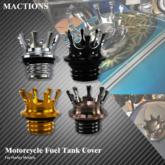 Motorcycle Gas Fuel Tank Cap Crown Style Tank Oil Cover For Harley Touring  Road King FLHR Sportster XL883 Softail Fat Boy Dyna