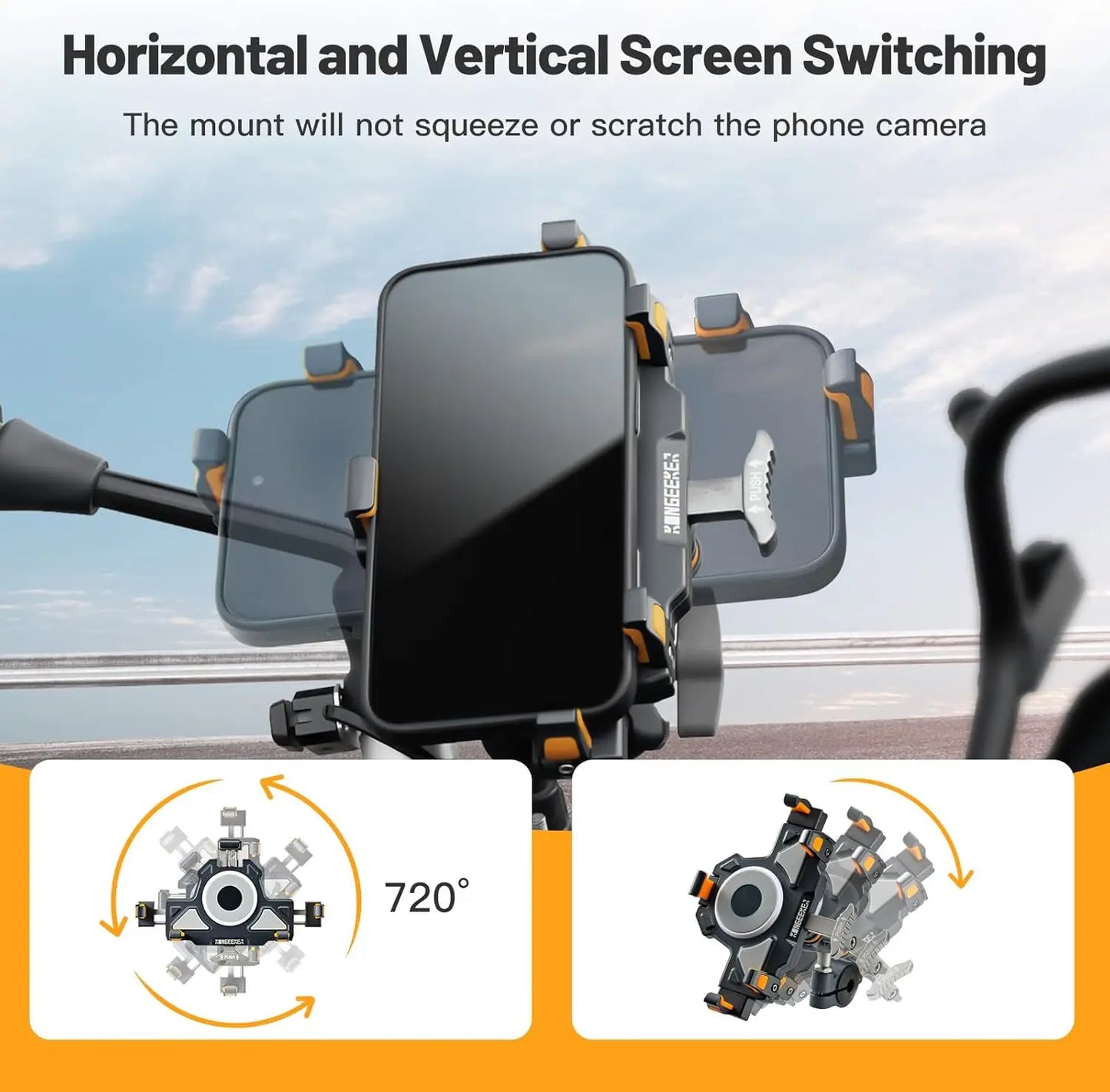 Universal Motorcycle Phone Holder Alloy Anti-Shake 360° Adjustable Motos Bike Navigation Bracket Metal Motorcycles Accessory