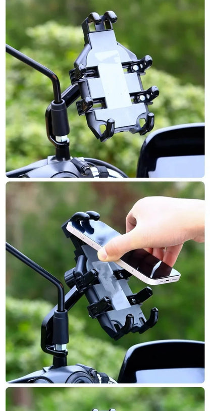 Motorcycle Phone Holder with 360° Rotation, Anti-Shake Motorcycle Phone Mount, Adjustable Handlebar Cellphone Holder for bikes