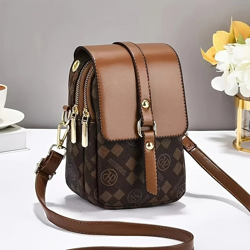 Retro Multi Layer Phone Small Bag, Fashion Lightweight Single Shoulder Crossbody Bag for Women Purse, Travel, Everyday Use