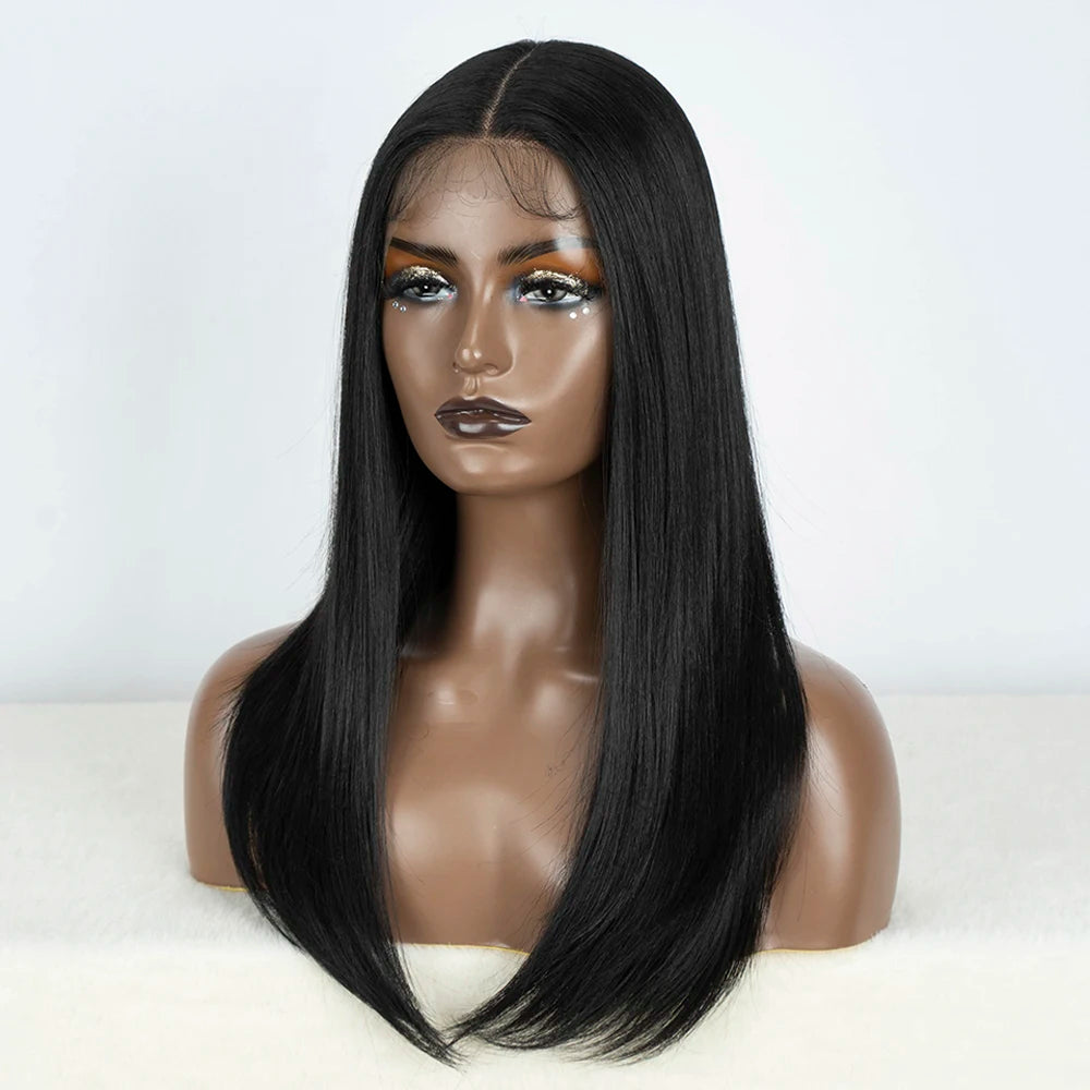 Synthetic Lace Front Wigs Long Bob Straight Wig Brown Blonde Black Color 22" Hair For Women Lace Wig Heat Resistant Cosplay Wigs