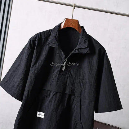 M/L/XL/2XL/3XL Pet Groomer Lapel Work Clothes Unisex Summer Salon Hairdressers Wrap Short Sleeves Barber Shop Gown Uniform