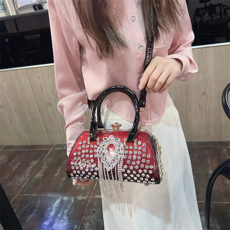 Fashion Diamonds Leather Women's Handbag Small Shoulder Cross-Body Bag New Elegant Evening Bag Portable Girls Party Dinner Bags