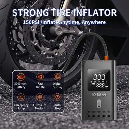 4 IN1 Car Jump Starter with Tire Inflator, 3000A Jump Starter Power Bank with 150PSI Air Pump Auto Air Compressor, LED Light