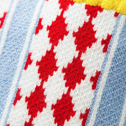 Diamond Grid Solid Cat Sweaters Warm Wool Knitting Winter Sphinx Small Dogs Clothing Ruffle Sleeve Female Girl Puppy Overalls