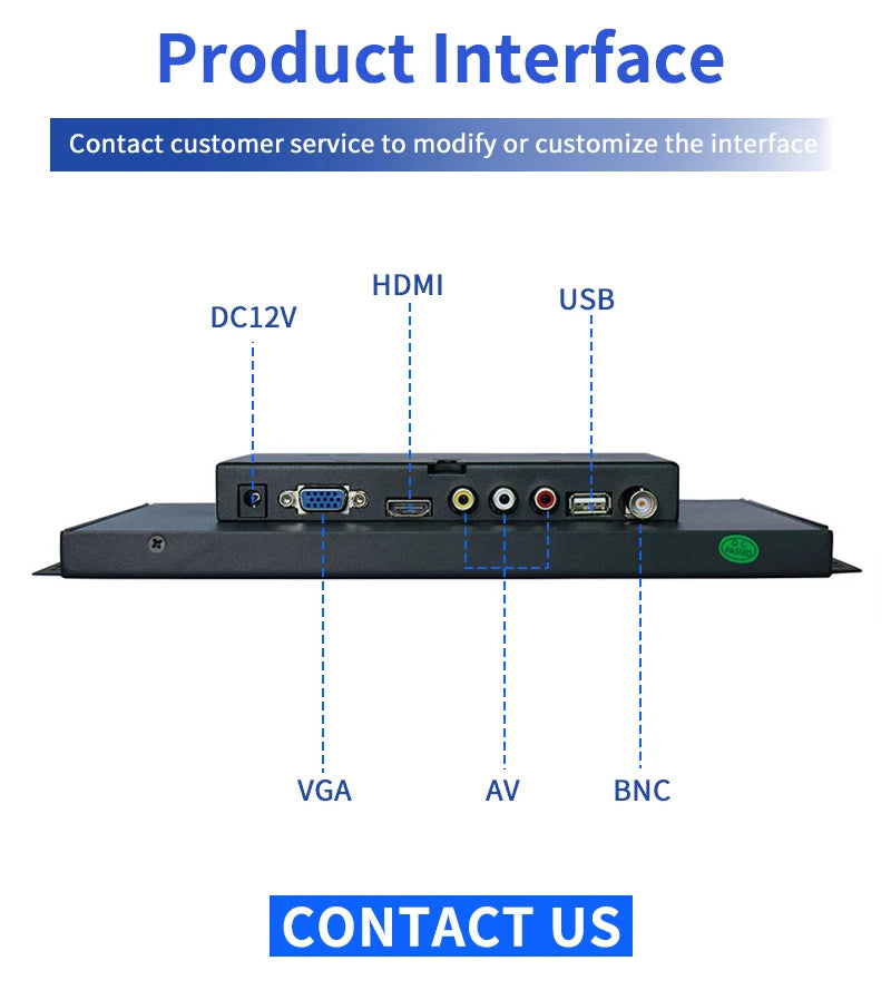 10.1 Inch 1920*1200 16:10 Metal Case Capacitive Touch Screen VESA Industrial Monitor With VGA HDMI BNC AV USB Port for CNC Kiosk