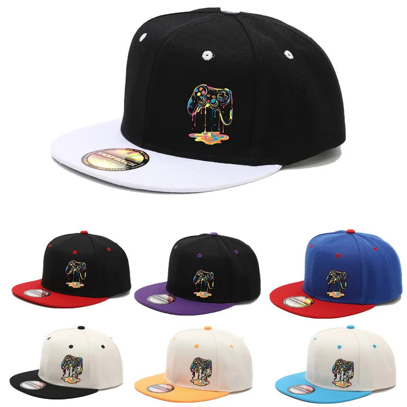 1PC two-color block hip-hop cap for men and women, American casual and versatile flat-brimmed baseball cap