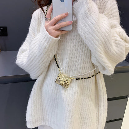 Mini dinner bags for women fashionable metal small box bag designer pearl chain shoulder bag clothing accessories crossbody bag