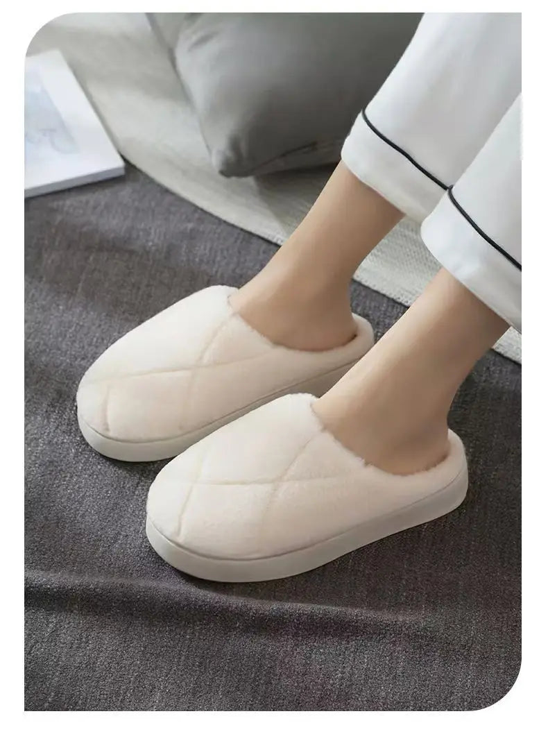 2025 Winter Plush Slippers - Cozy Non-Slip Indoor Warm House Shoes, Cute Lightweight Couple's Unisex Thick Sole Home Slippers