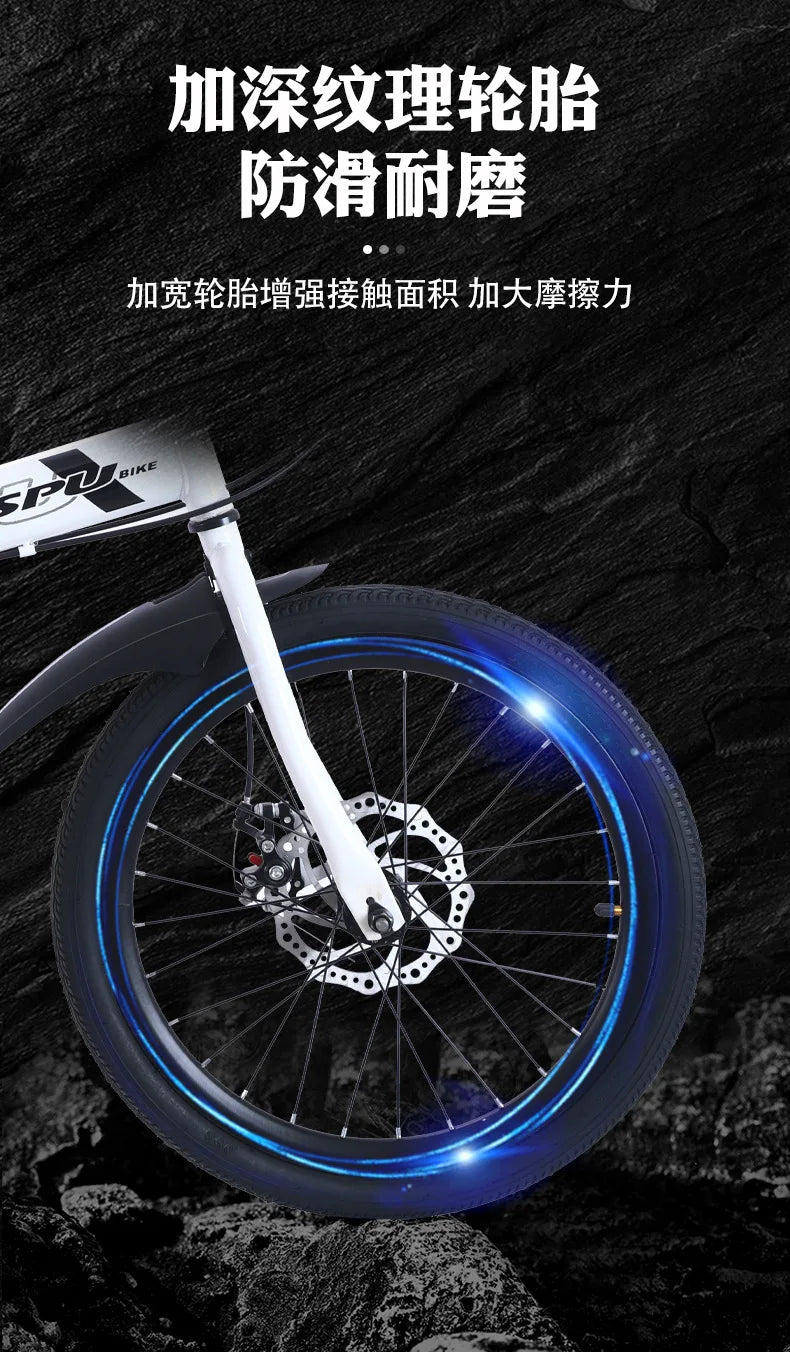 Folding Bike 20 Inch 7 Speed Disc Brake Portable Light Cycling Adult Kids Students Road Bicycle Men And Women Portable