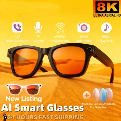 8K HD Smart Glasses AI GPT Camera Bluetooth Call 260Mah Battery Voice Assistant Translate office Identify Objects Smart 2026 New