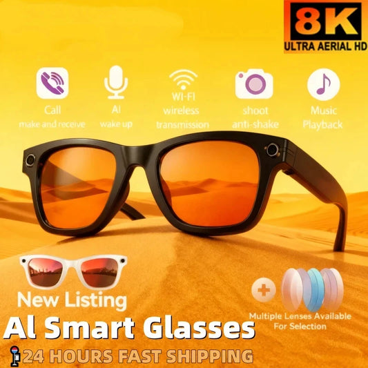 8K HD Smart Glasses AI GPT Camera Bluetooth Call 260Mah Battery Voice Assistant Translate office Identify Objects Smart 2026 New