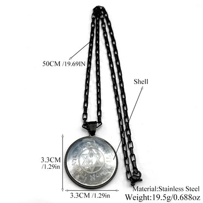 Hebrew Star of David Natural Shell Pendant Necklace for Women Men Stainless Steel Gold Silver Color Jewish Bless Chain Jewelry