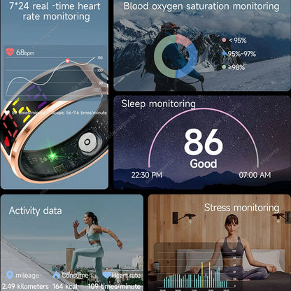 R12 Smart Ring With LED Screen Bluetooth Health Monitor Blood Oxygen Sleep Heart Rate Multi-sport Mode Waterproof IP68&5ATM ring