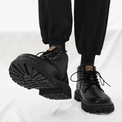 2024 New Men's Shoes High-top Leather Boots Men's Casual Fashion  Boots Retro All-match Work Shoes Fashion Desert Boots