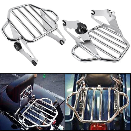 Motorcycle Chrome Two-Up Detachable Luggage Rack For Touring Electra Glide Road Glide Street Glide CVO Road King 2009-2024