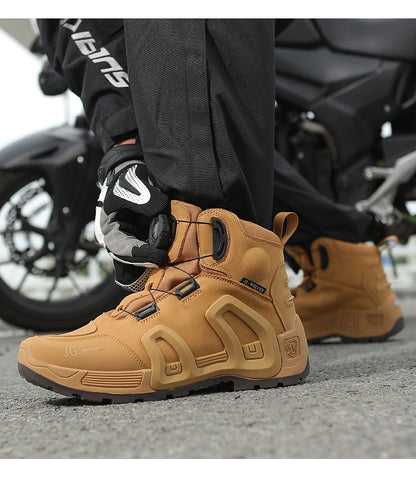 Motorcycle Riding Boots Waterproof Cowhide Leather Breathable Anti-Slip Wear-Resistant Touring Moto Shoes for Men Women