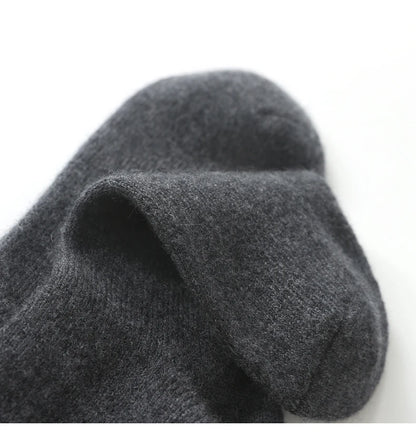 100% Cashmere Socks Women's Knitted Long Tube Socks High Elasticity Warm Straight Tube Socks Autumn Winter Mid Tube Sock