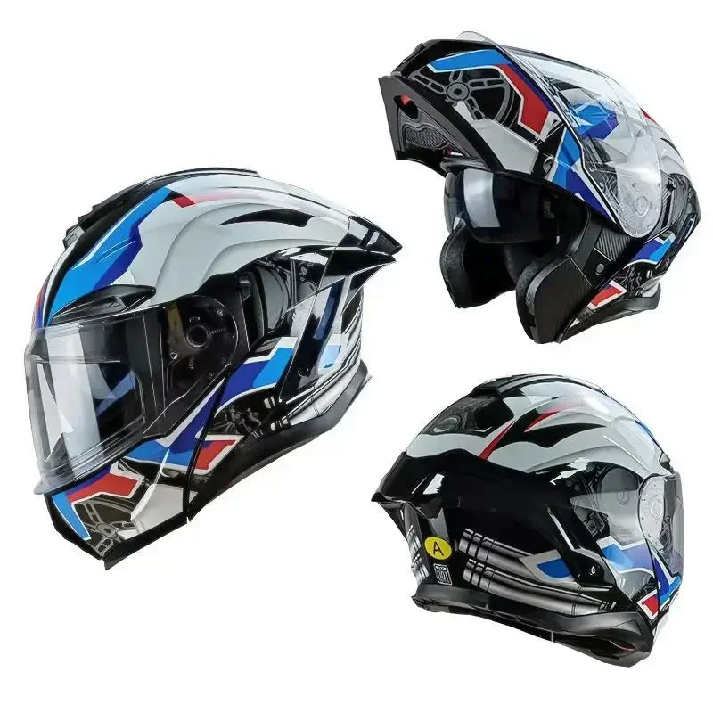 Flip up Motorcycle Helmet Full face Dual lens off-road Racing helmet Men Cascos para moto Motorbike Helmet DOT Approved For BMW