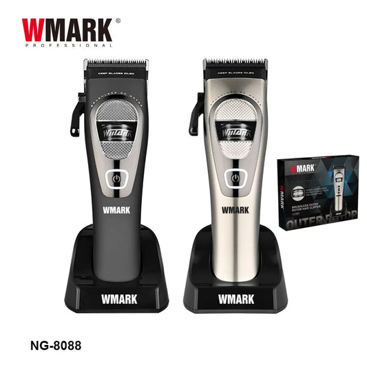 WMARKNG- 8088 external rotor brushless hair clipper with 7200 rpm high speed, 440C precision steel blade, oil head with gradual