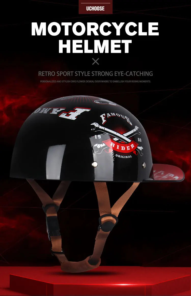 Vintage men's baseball caps motorcycle retro helmets ladybug helmets electric car baseball caps half helmets