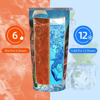 Moana and Pua Cartoon Movie Insulated Tumbler with Straws Stainless Steel Coffee Mugs Double Wall Car Bottle Cups 20oz