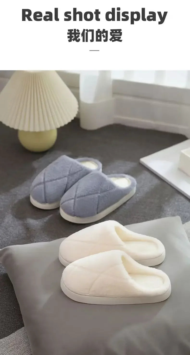 2025 Winter Plush Slippers - Cozy Non-Slip Indoor Warm House Shoes, Cute Lightweight Couple's Unisex Thick Sole Home Slippers